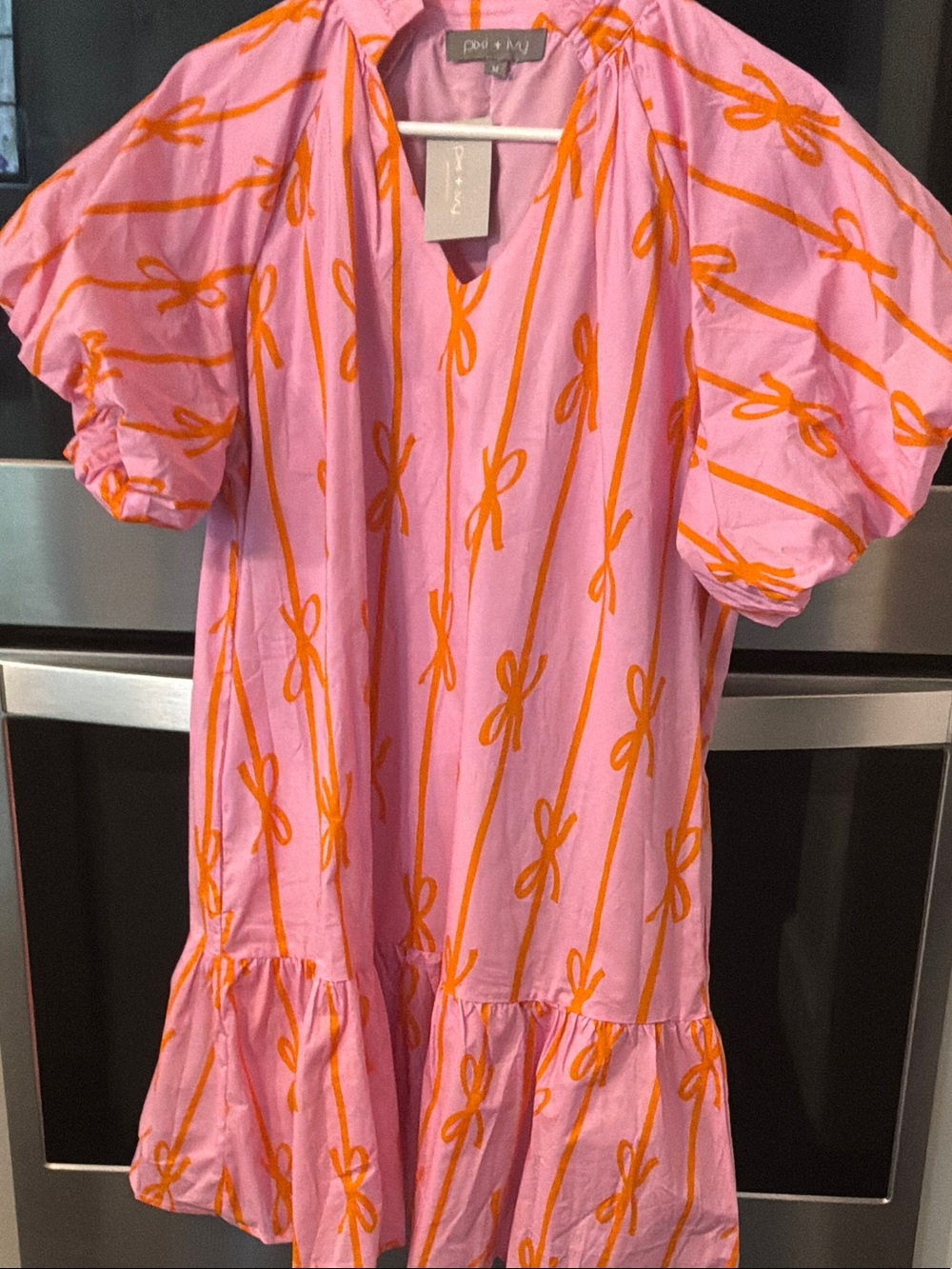 Pink & Orange Short Sleeve Mini Dress by pixi+ivy